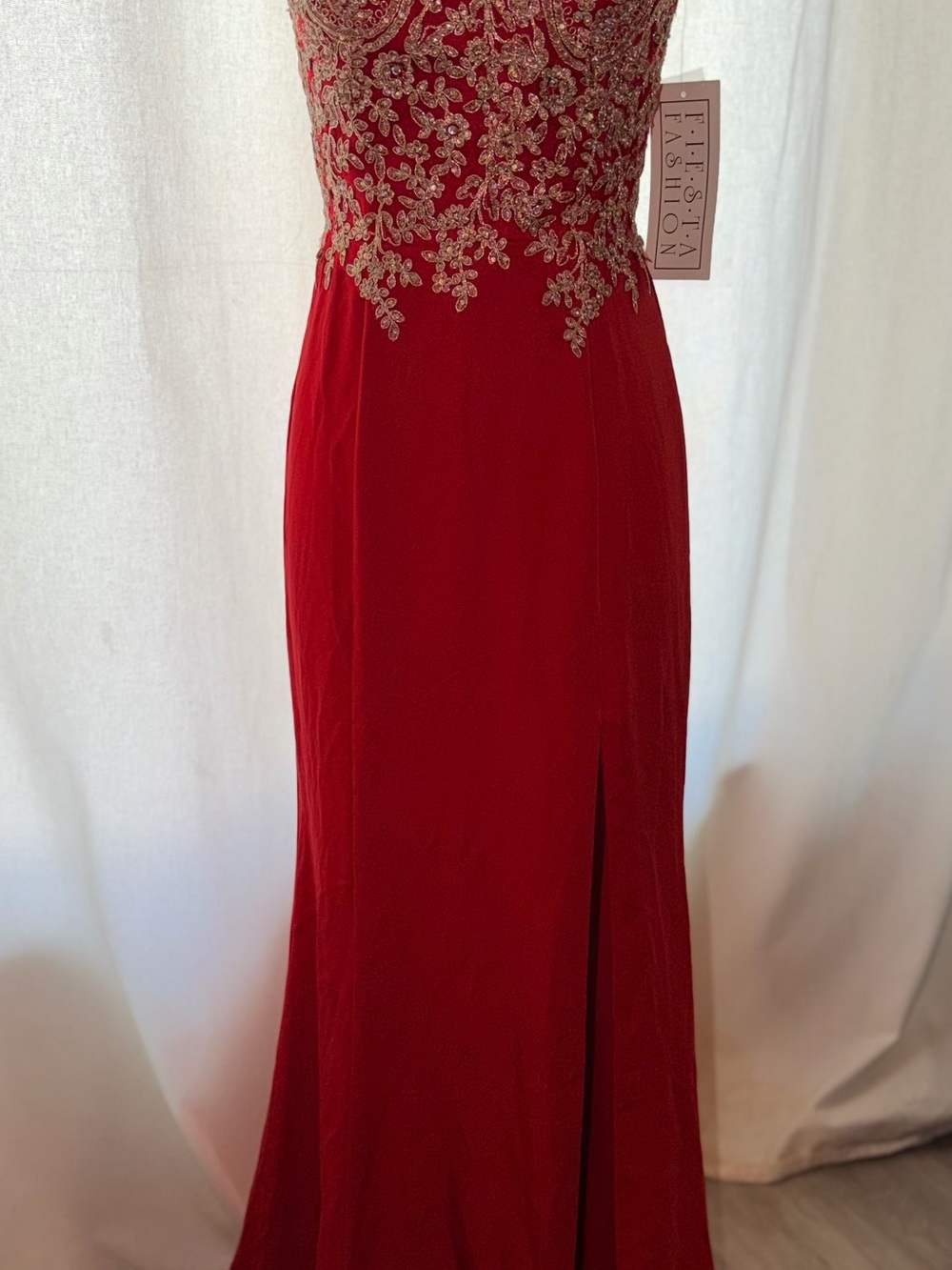 Formal Red Embellished Evening Gown by